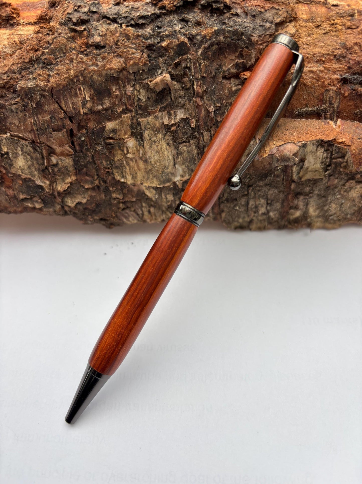 Rare African Exotic Wood Handmade Ballpoint Pen - Pau Rosa Wood - Unusual Gift