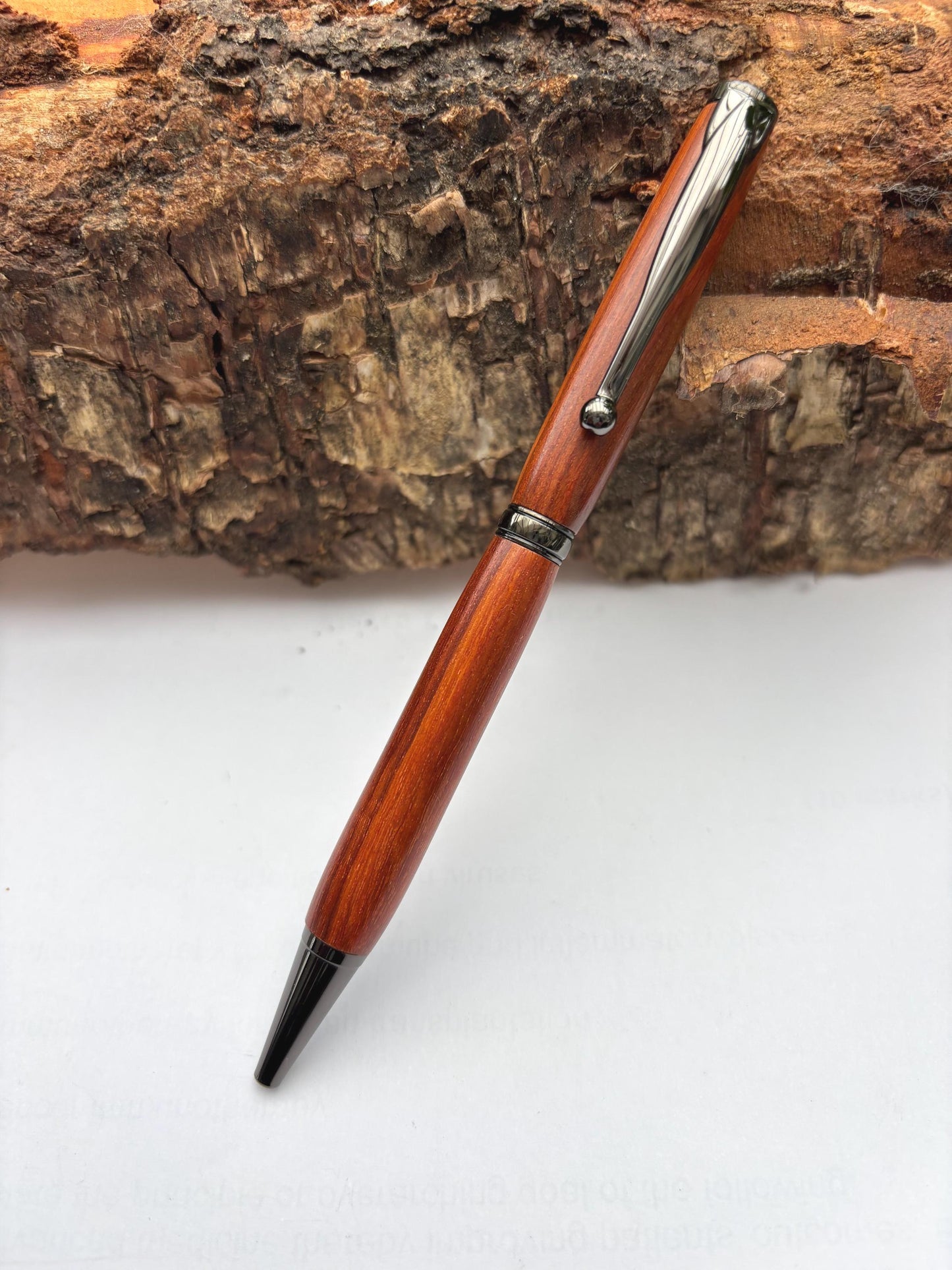 Rare African Exotic Wood Handmade Ballpoint Pen - Pau Rosa Wood - Unusual Gift
