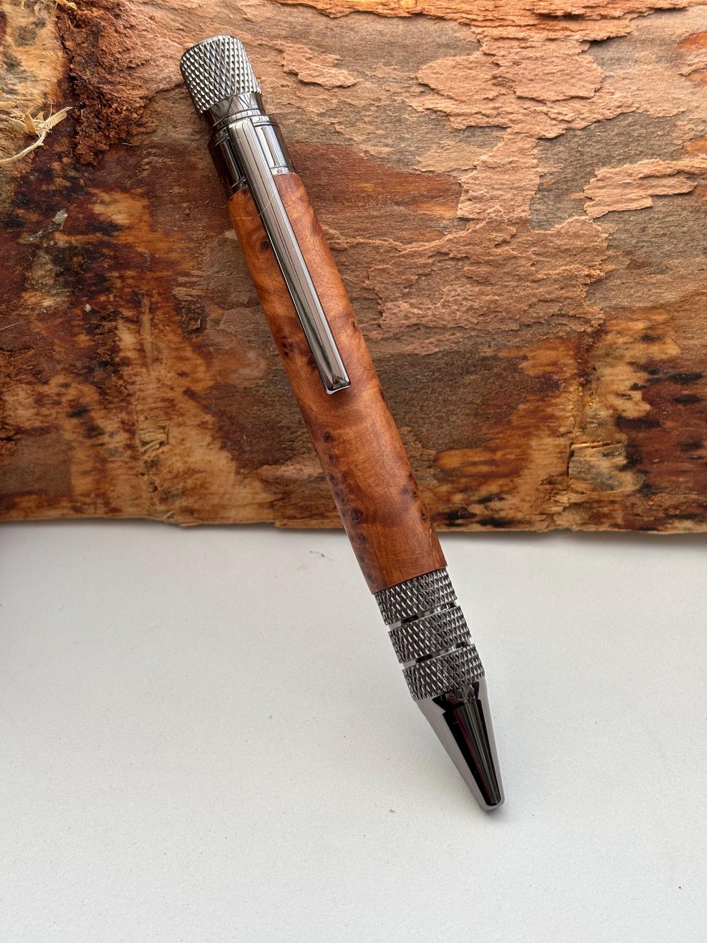 Thuya Burr Pen | Elegant Twist Ballpoint | Unusual Styling