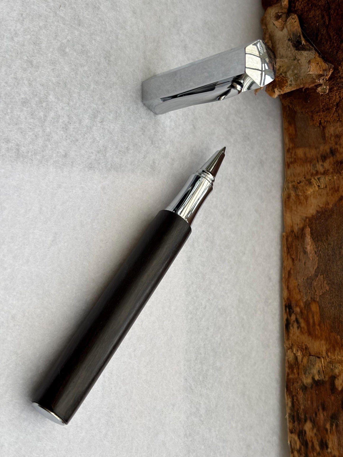 Handmade Rollerball Pen in Ancient Bog Oak Wood - Hexagon Pen - Collectors Item