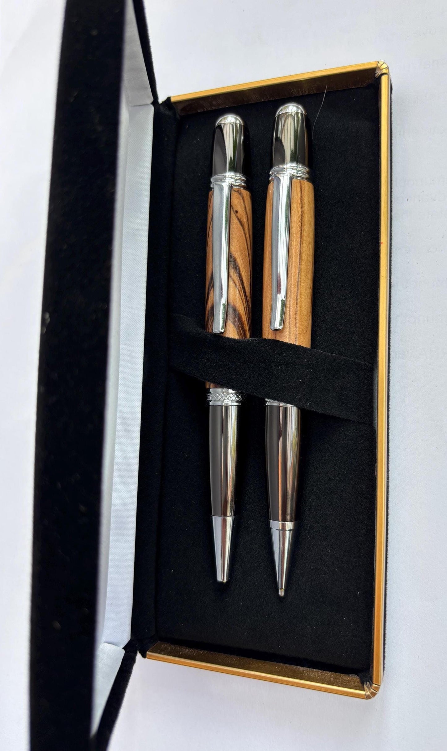 Holy Land Olive Wood Pen and Pencil Set - Hand Made With Certificate for Genuine Bethlehem Olive Wood.