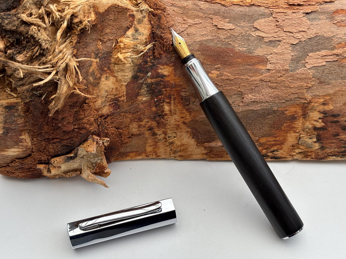 Handmade Fountain Pen in Ancient Bog Oak Wood - Unique Hexagon Pen - Collectors Item