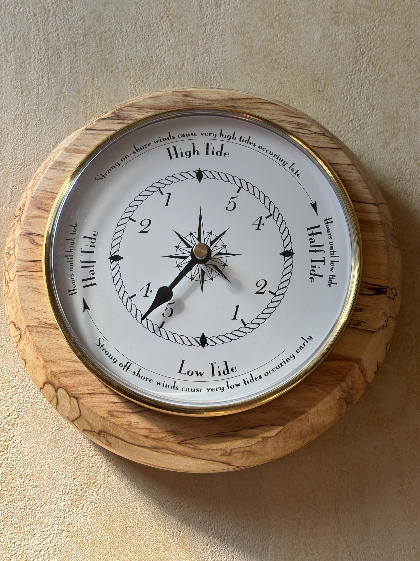 Spalted Beech Wood Tide Clock | Handcrafted Nautical Wall Clock | Unique Woodturned Home Decor | Sailor / Fisherman Gift