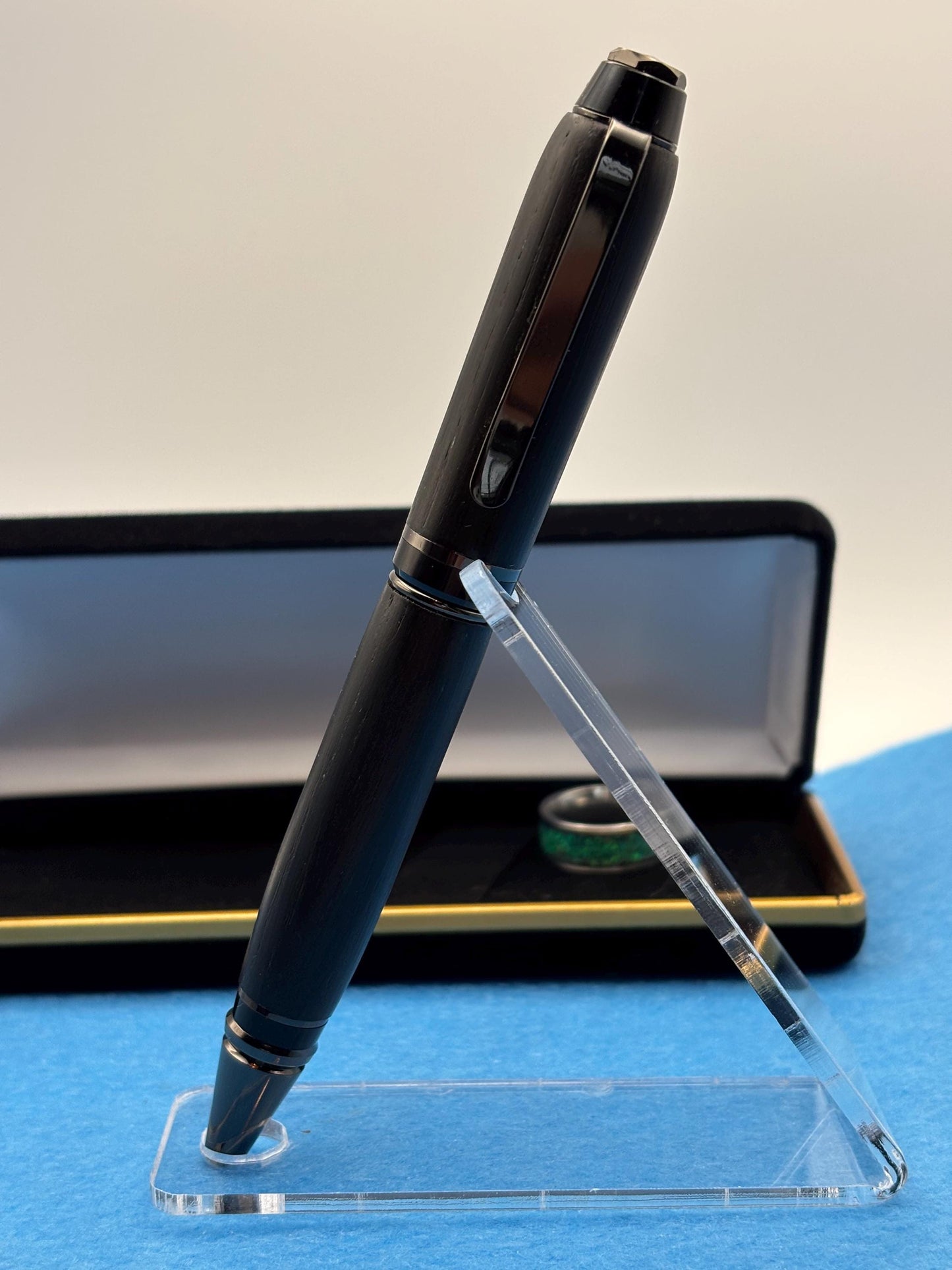 Handmade Ballpoint Pen in Ancient Bog Oak Wood - Unique Patterned Pen - Unusual Gift 3500-Years Old Wood - Collectors Item