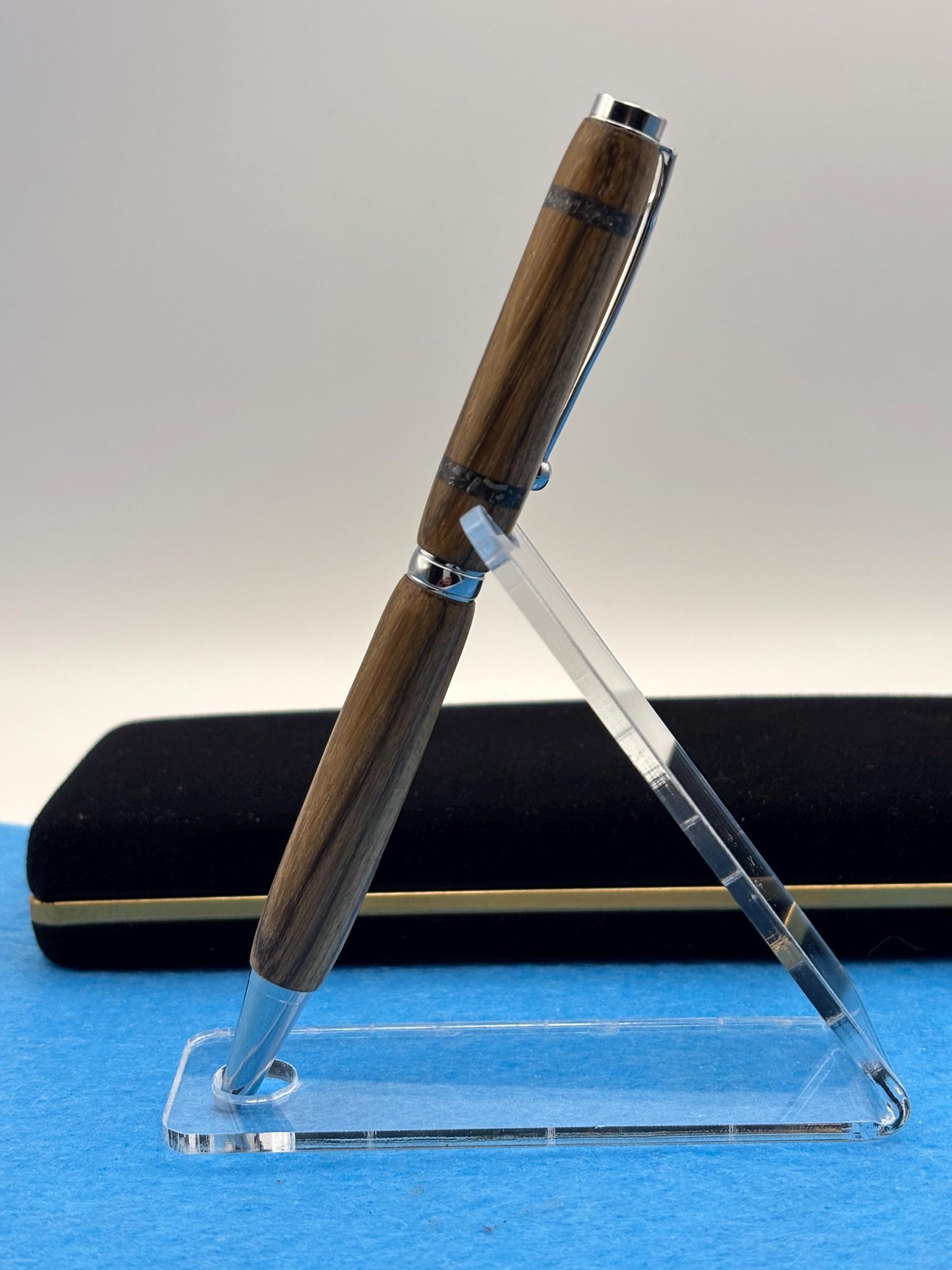 Genuine One of a Kind Handmade Ballpoint Pen - Contains Real Meteorite Inlayed in Amazakoue Wood - Unusual Gift - Collectors Item