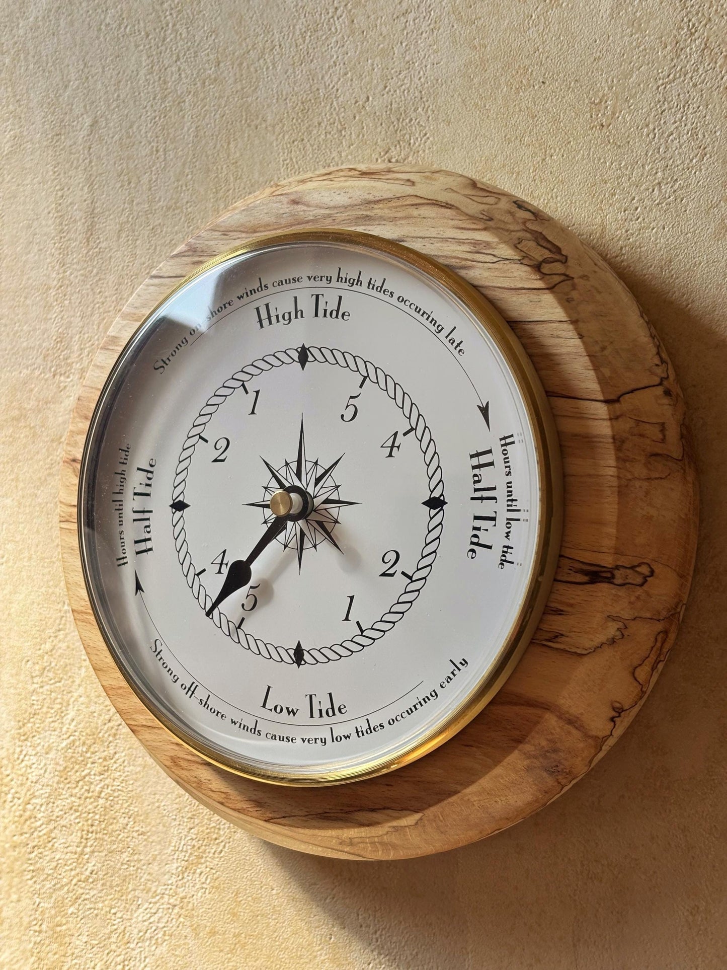 Spalted Beech Wood Tide Clock | Handcrafted Nautical Wall Clock | Unique Woodturned Home Decor | Sailor / Fisherman Gift
