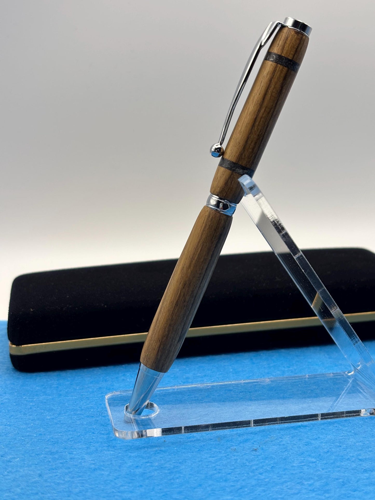 Genuine One of a Kind Handmade Ballpoint Pen - Contains Real Meteorite Inlayed in Amazakoue Wood - Unusual Gift - Collectors Item