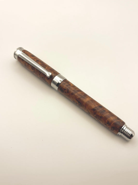 Handmade Premium Quality Fountain Pen - Hand Turned From Thuya Burr - Unique Patterned Pen - Unusual Gift - Collectors Item