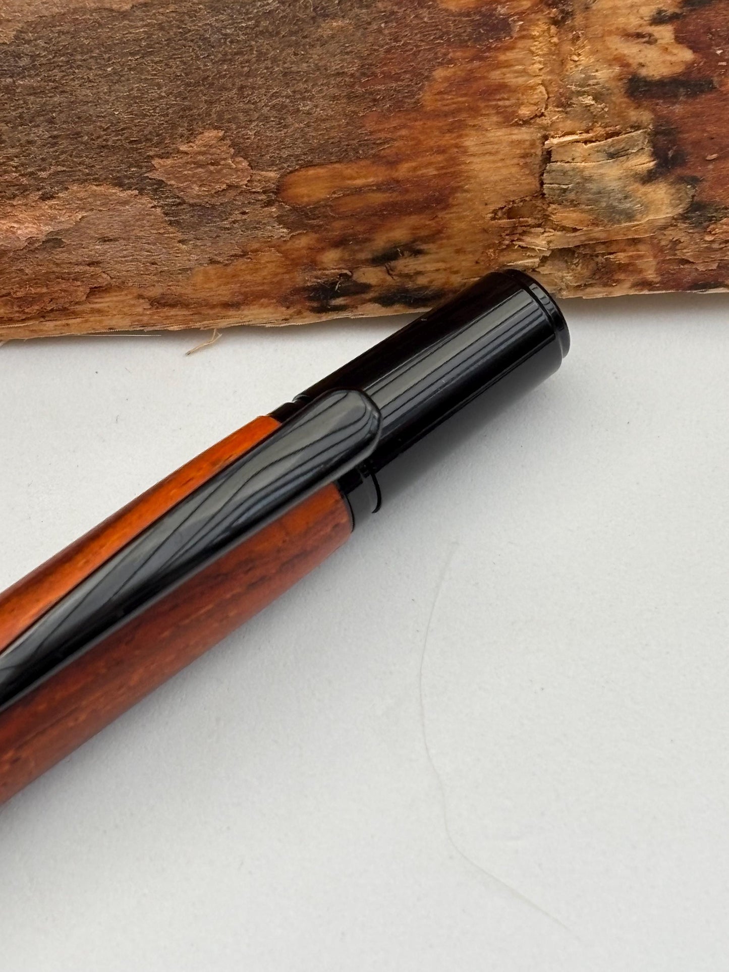 Artisan Handmade Cocobolo Wood Pen with Black Chrome | Elegant Twist Ballpoint - Executive Desk Pen