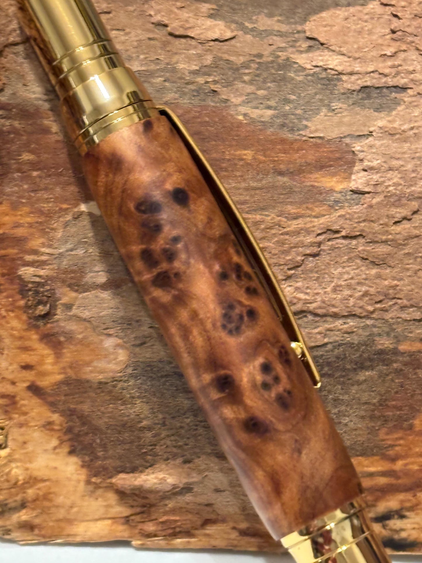 Handmade Premium Quality Ballpoint Hand Turned From Thuya Burr - Unique Patterned Pen - Unusual Gift - Collectors Item