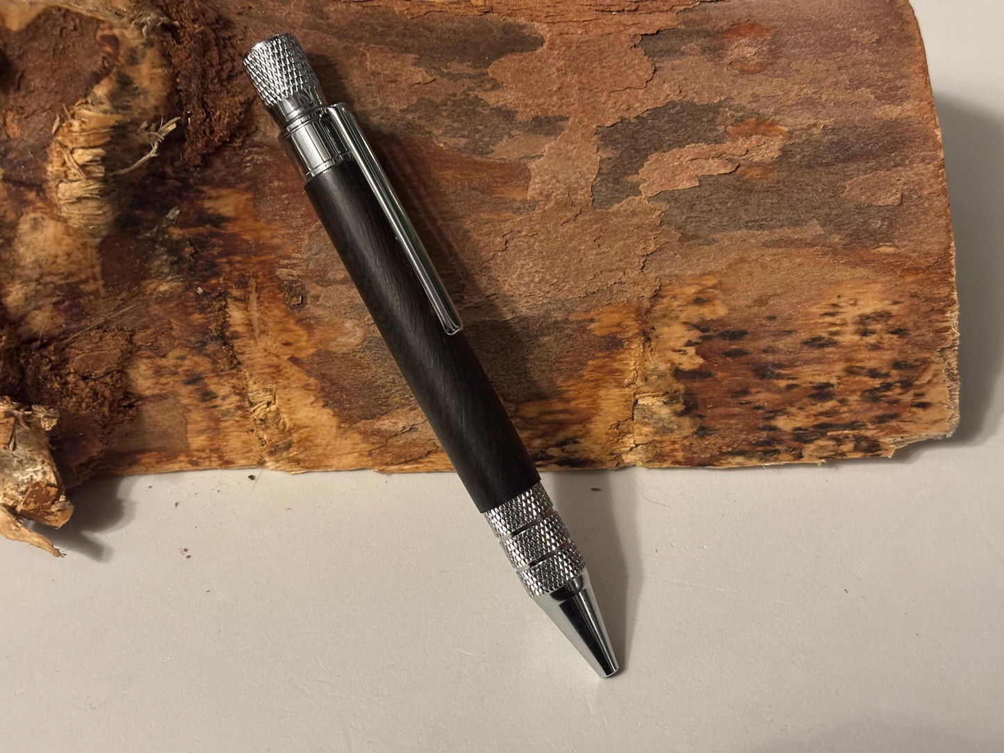 Ancient Bog Oak Pen  | Elegant Twist Ballpoint | Unusual Styling