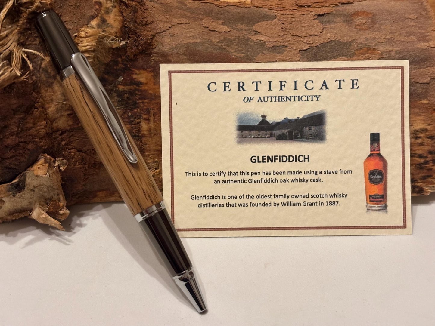 Glenfiddich Whisky Barrel Oak Pen  | Sierra Style Twist Ballpoint | Unusual