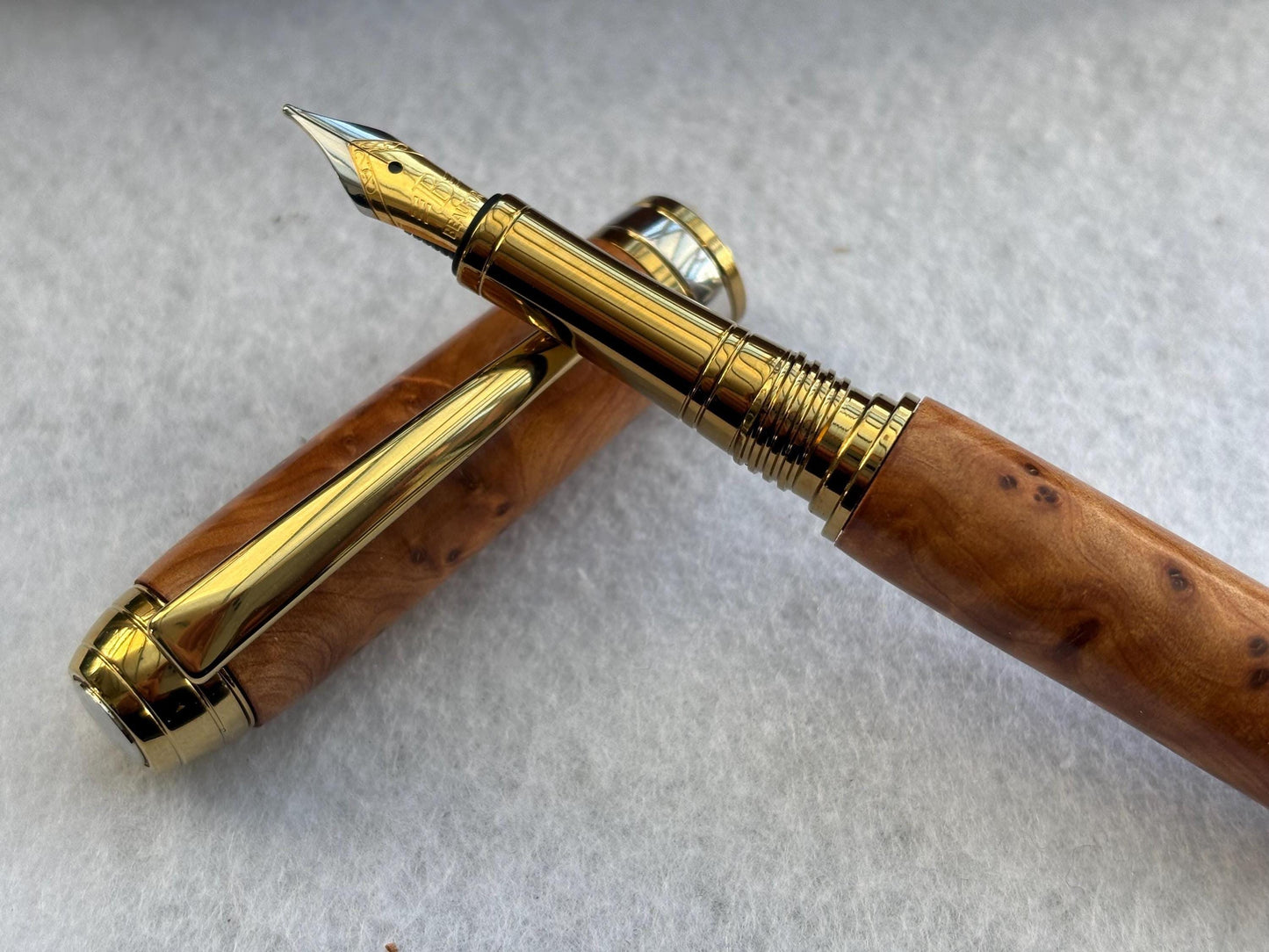 Executive Fountain Pen - Hand Crafted From Exotic Thuya Burr Wood - Unique Patterned Pen - Collectors Item