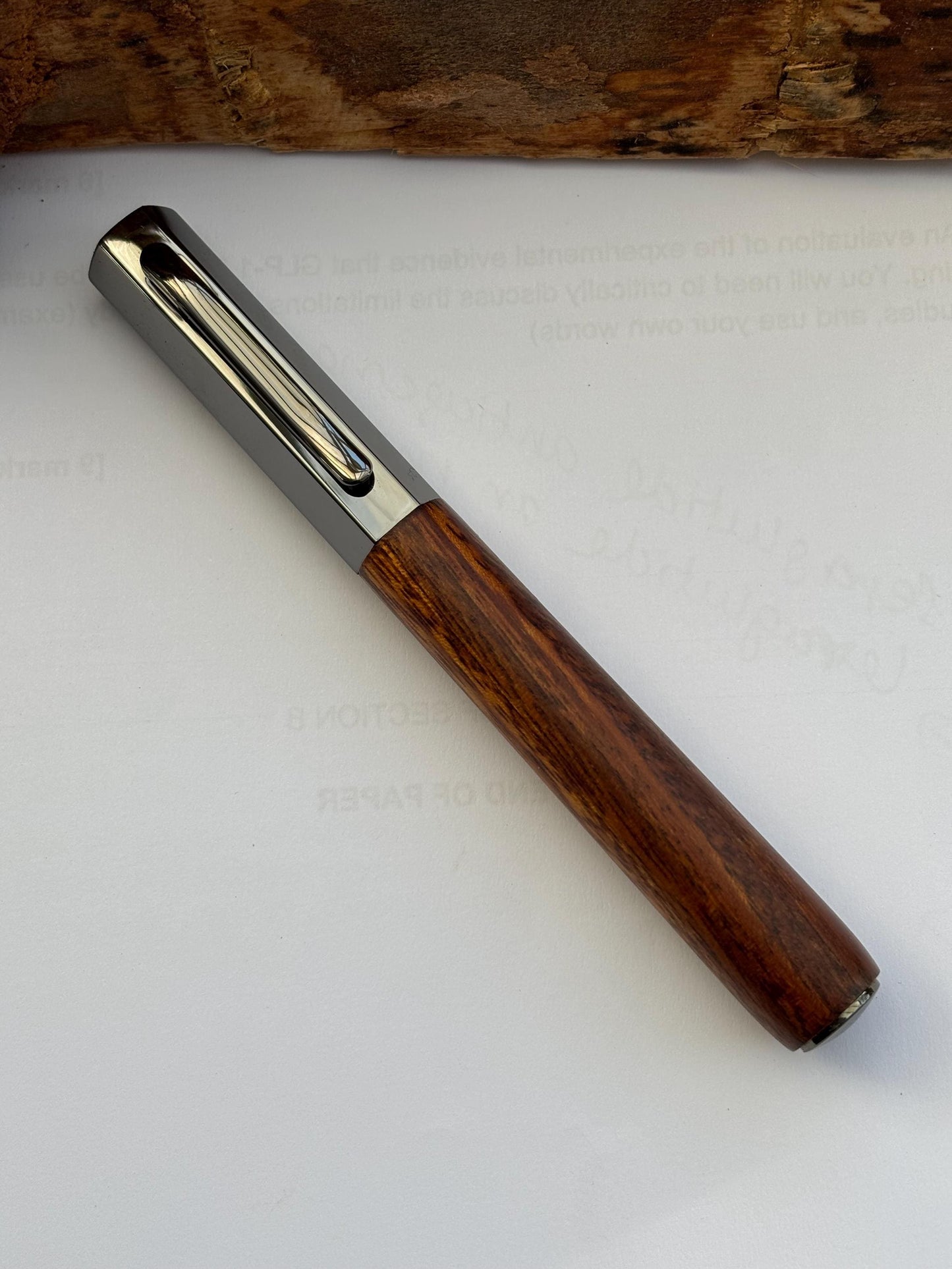 Rare Hexa Style Rollerball Pen - Hand Turned From Okan Exotic Hardwood - Modern Contemporary Design I Gunmetal Fittings