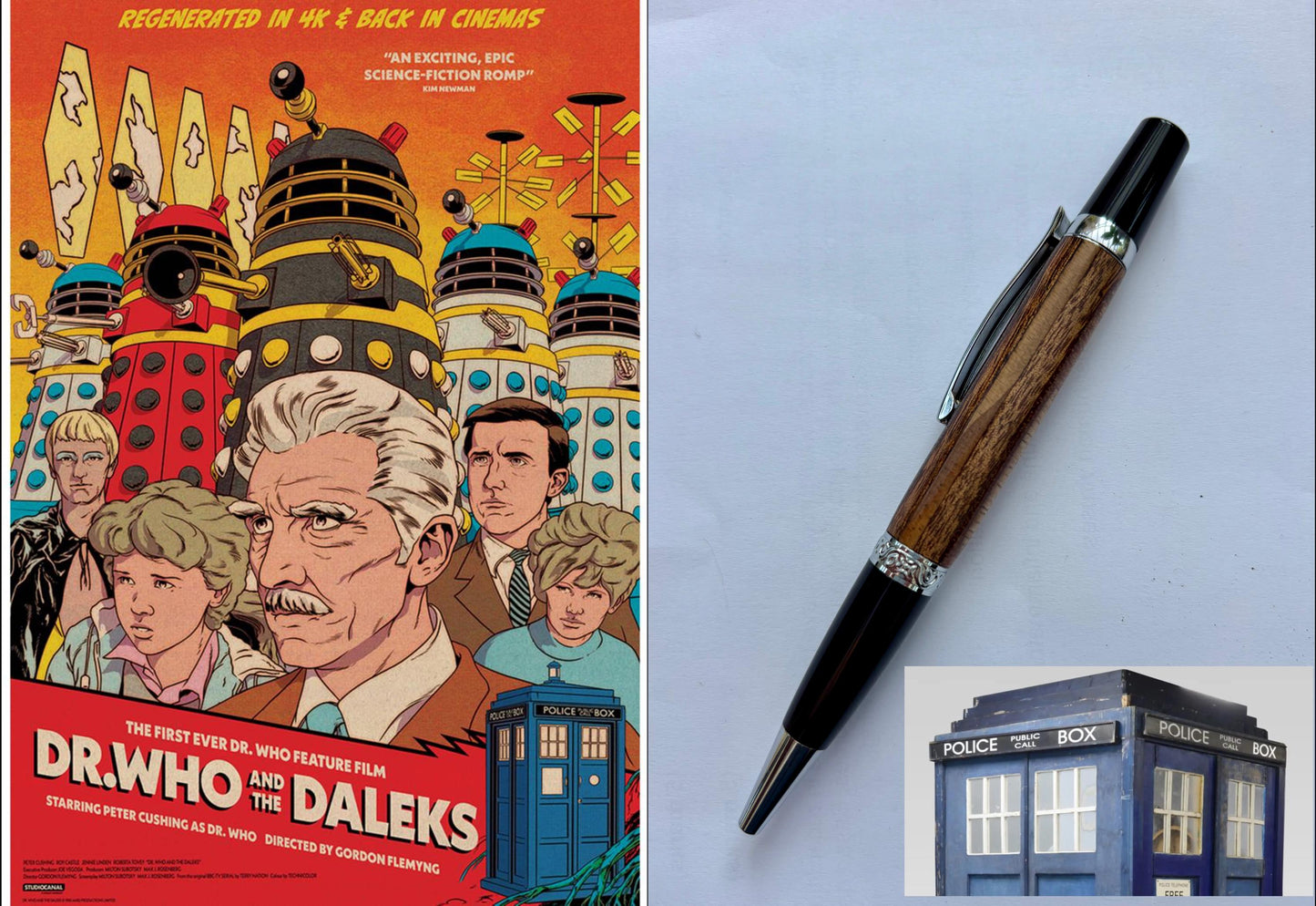 Ballpoint Pen Made From Genuine  Dr Who Tardis Wood - Mark 1 Tardis Film Prop 1965 "Dr Who and the Daleks" Starring Peter Cushing