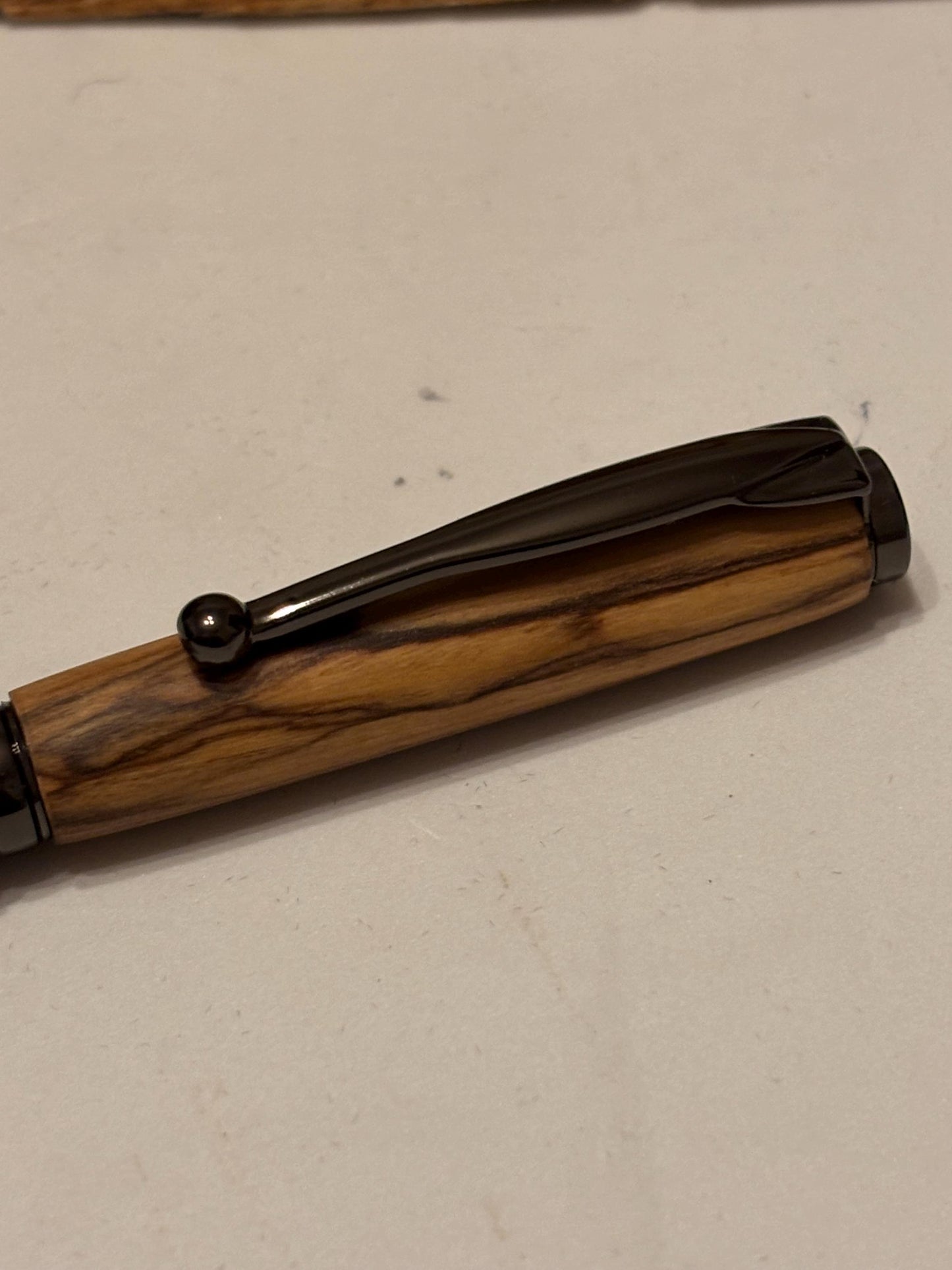 Holy Land Ballpoint Pen - Bethlehem Olive Wood - Gunmetal Fittings, Christmas Gift