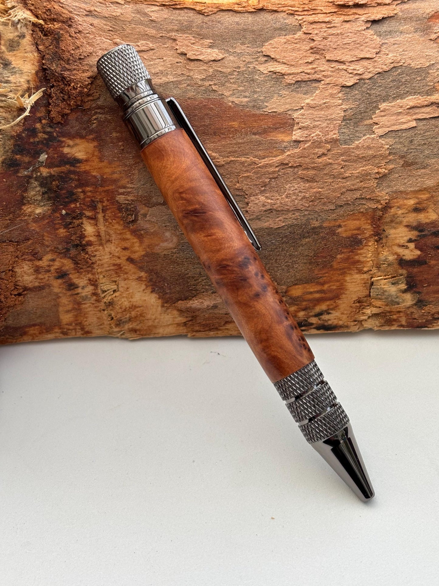 Thuya Burr Pen  | Elegant Twist Ballpoint | Unusual Styling
