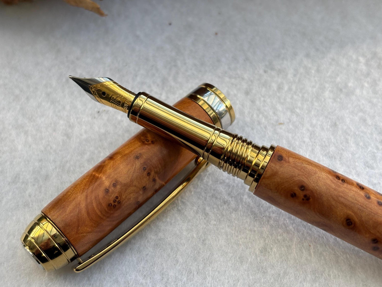 Executive Fountain Pen - Hand Crafted From Exotic Thuya Burr Wood - Unique Patterned Pen - Collectors Item
