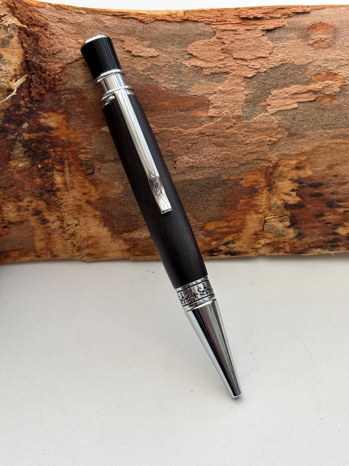 Ancient Bog Oak Pen  | Elegant Twist Ballpoint | Unusual Styling
