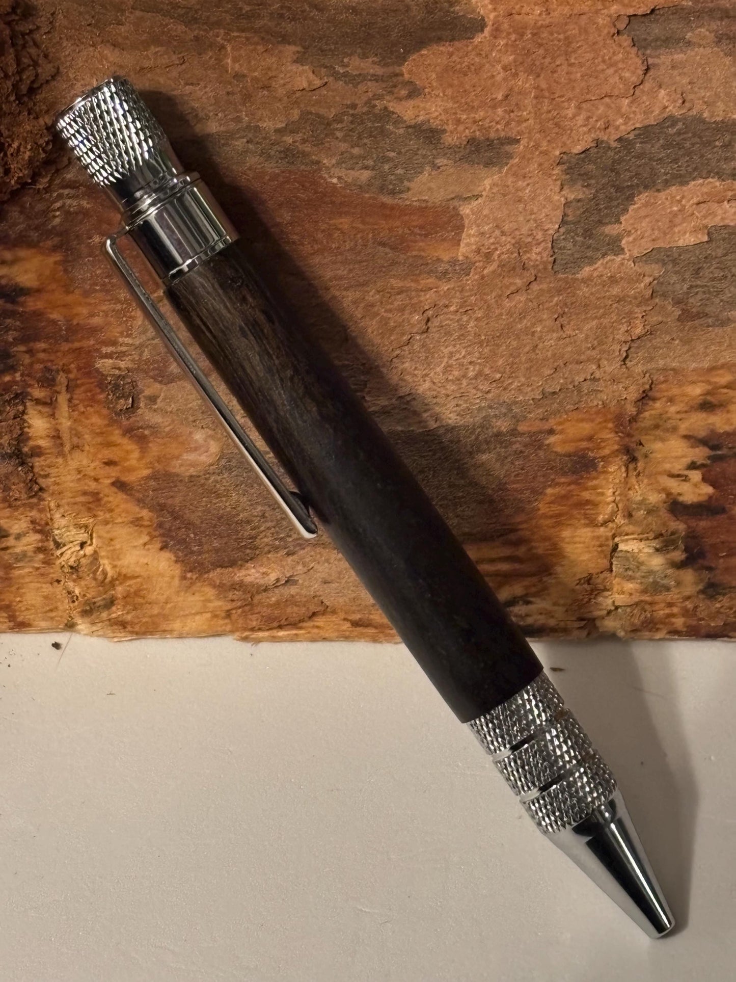 Ancient Bog Oak Pen  | Elegant Twist Ballpoint | Unusual Styling