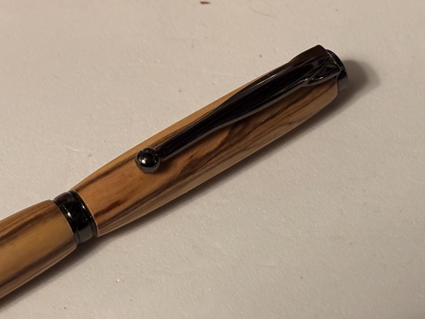 Holy Land Ballpoint Pen - Bethlehem Olive Wood - Gunmetal