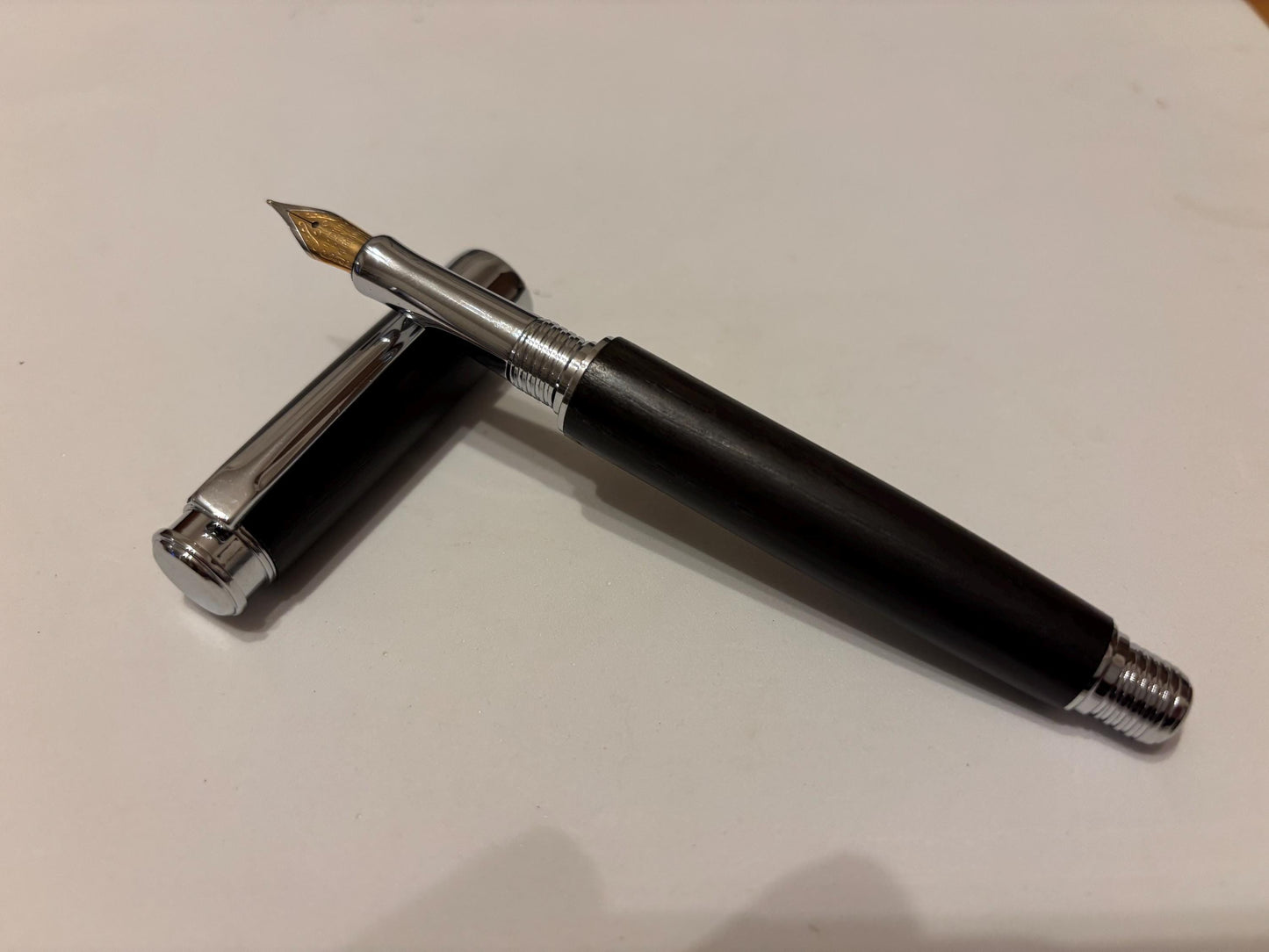 Handmade Fountain Pen in Ancient Bog Oak Wood - Unique Patterned Pen - Unusual Gift 3500-Years Old Wood - Collectors Item