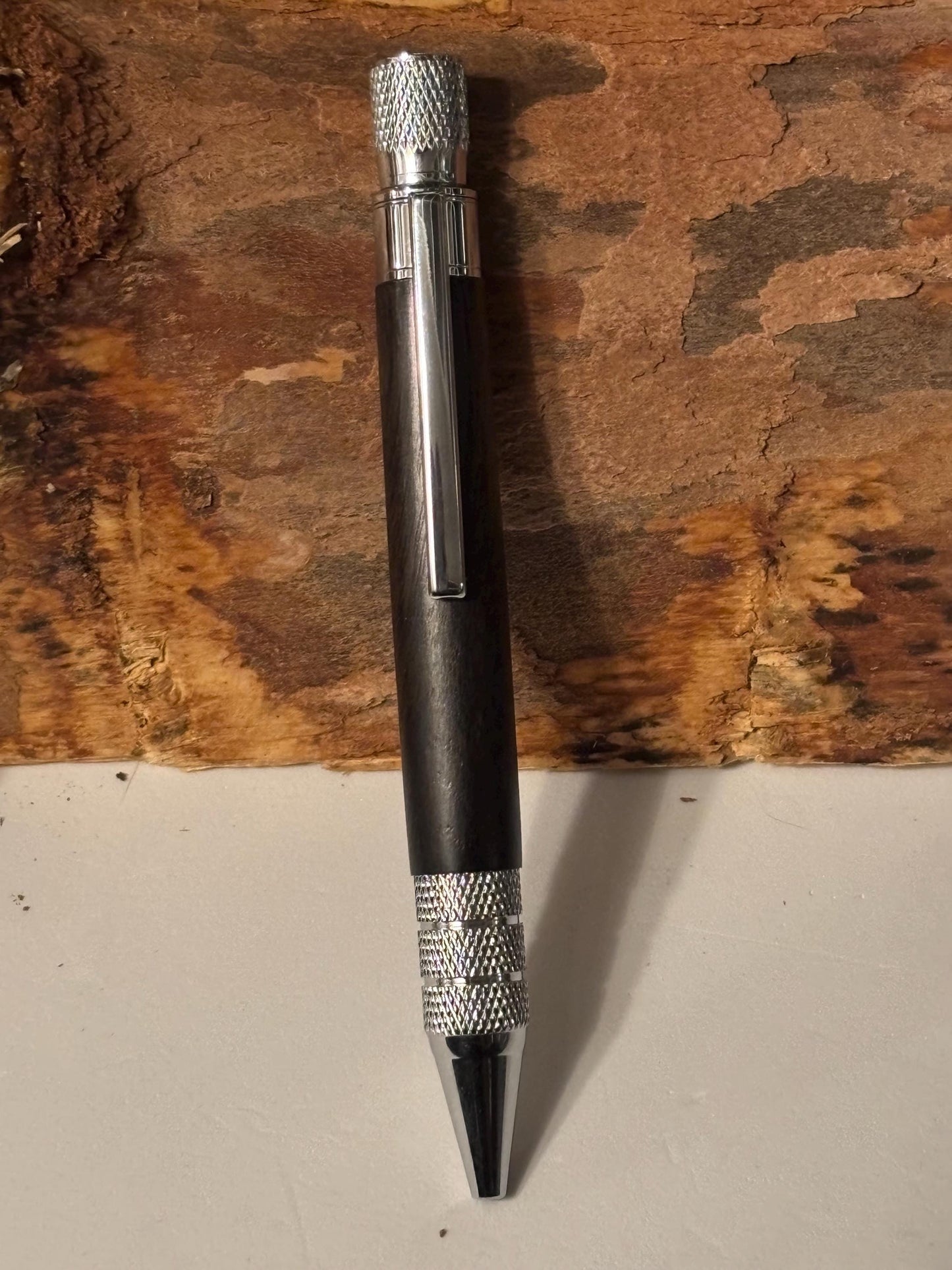 Ancient Bog Oak Pen  | Elegant Twist Ballpoint | Unusual Styling