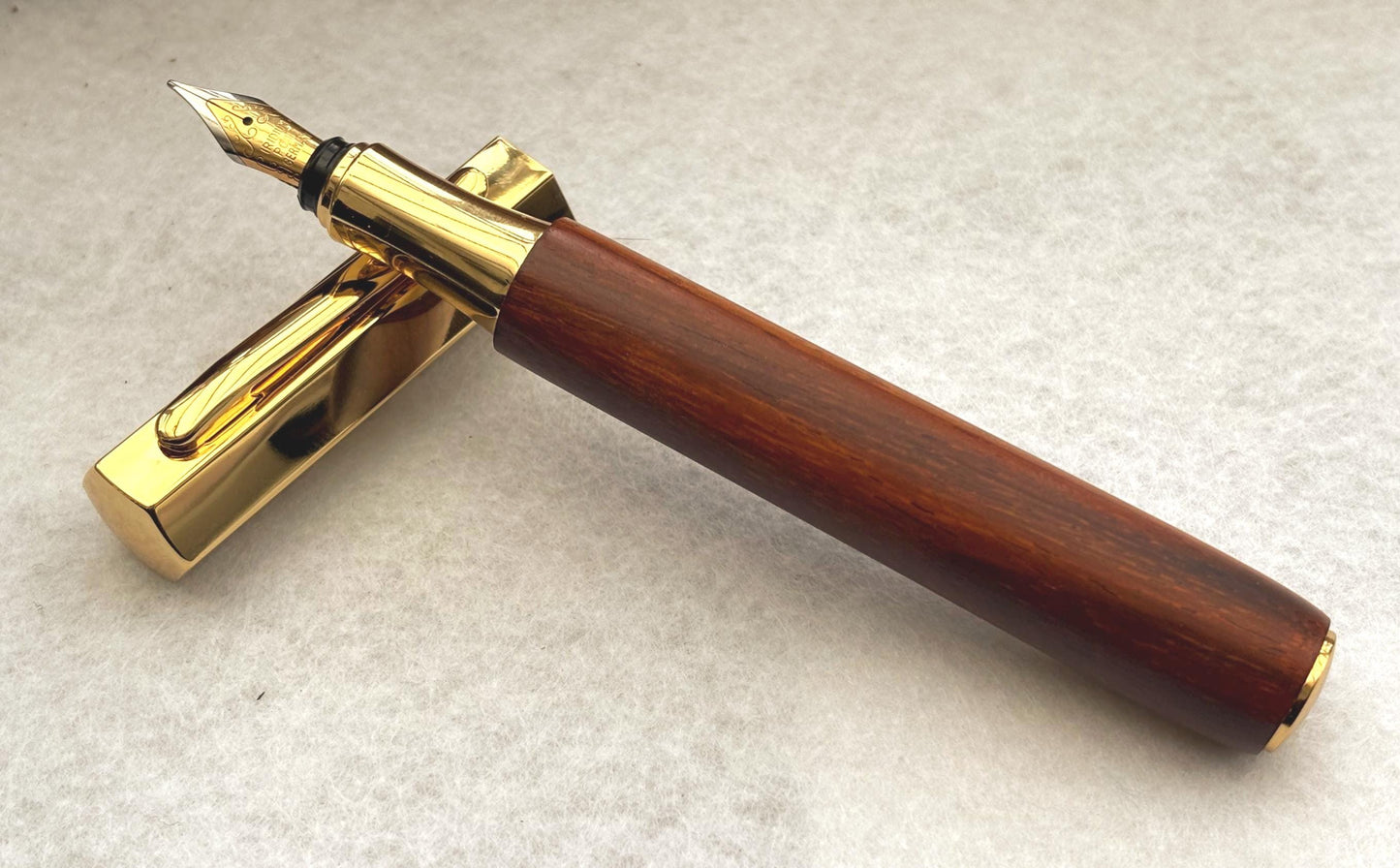 Rare Hexa Style Fountain Pen - Hand Turned From Cocobolo Exotic Hardwood - Modern Contemporary Design I Gold Fittings