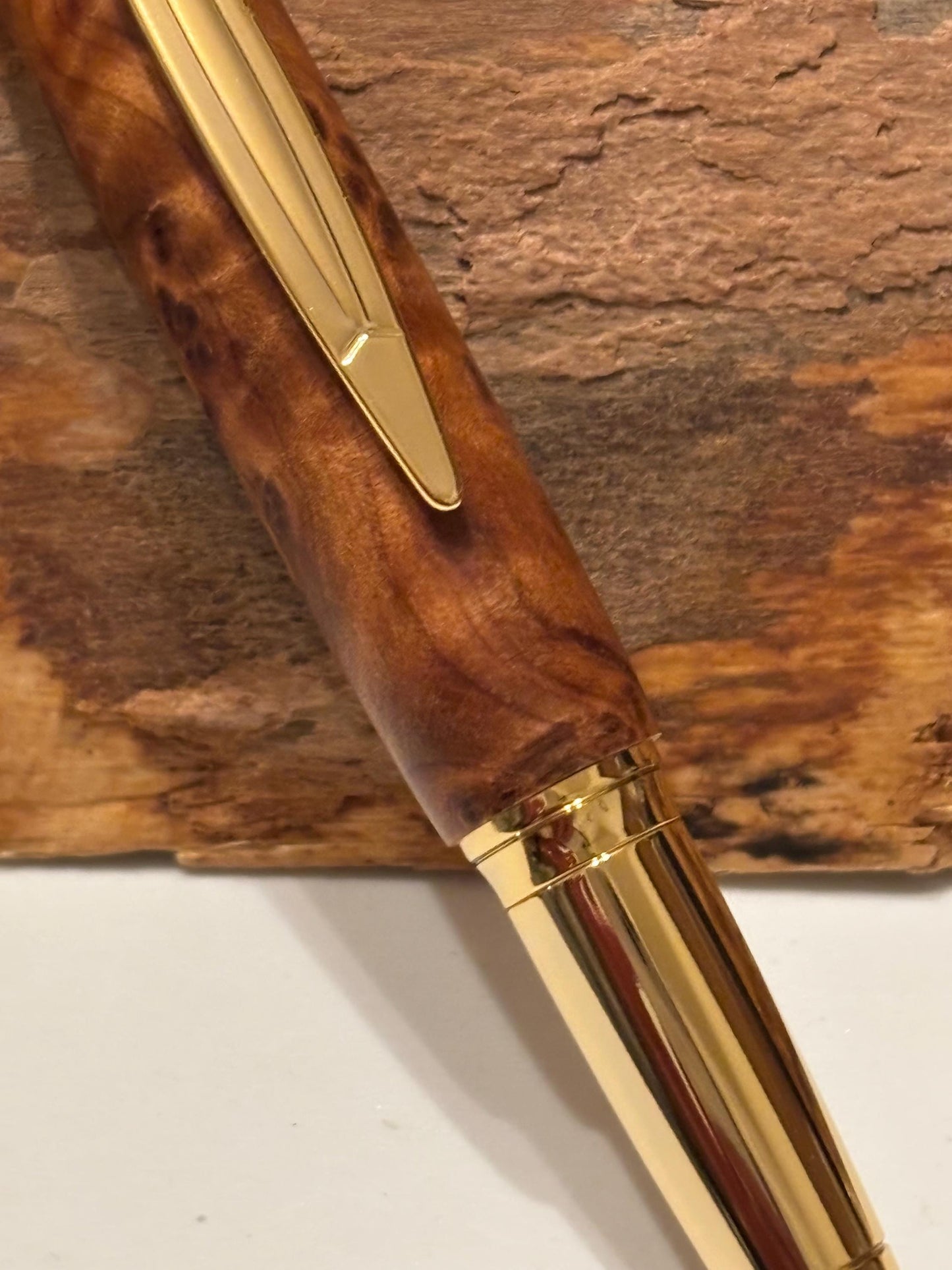 Handmade Premium Quality Ballpoint Hand Turned From Thuya Burr - Unique Patterned Pen - Unusual Gift - Collectors Item