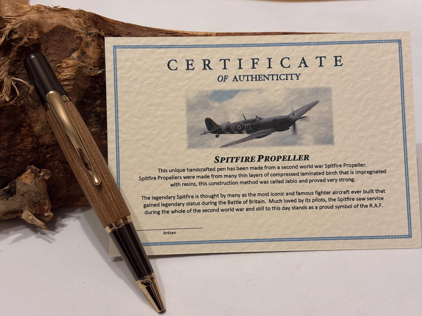 Spitfire Jablo Propeller Wood Ballpoint Pen, Own a Piece of History, Handmade Gift