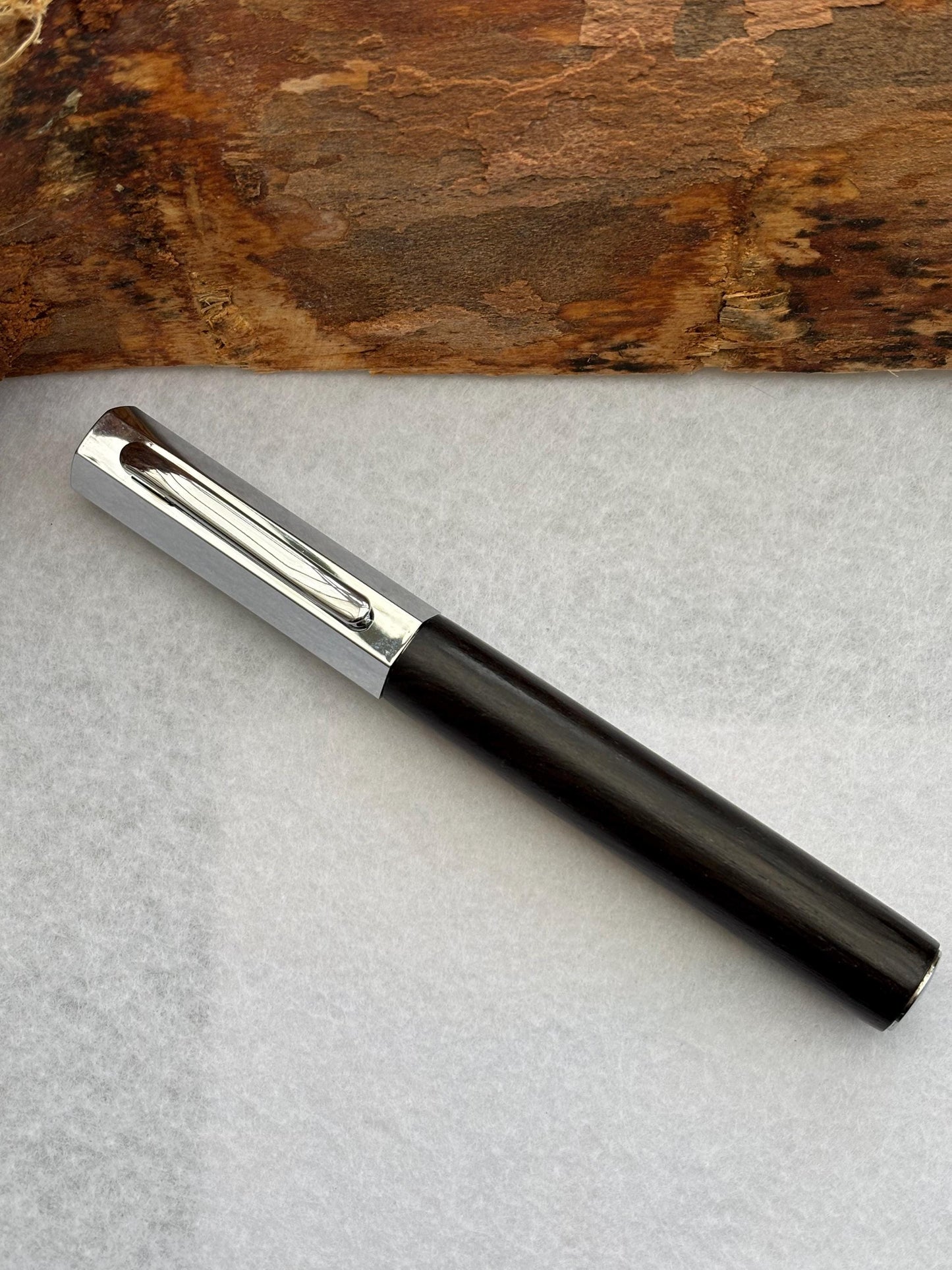 Handmade Rollerball Pen in Ancient Bog Oak Wood - Hexagon Pen - Collectors Item