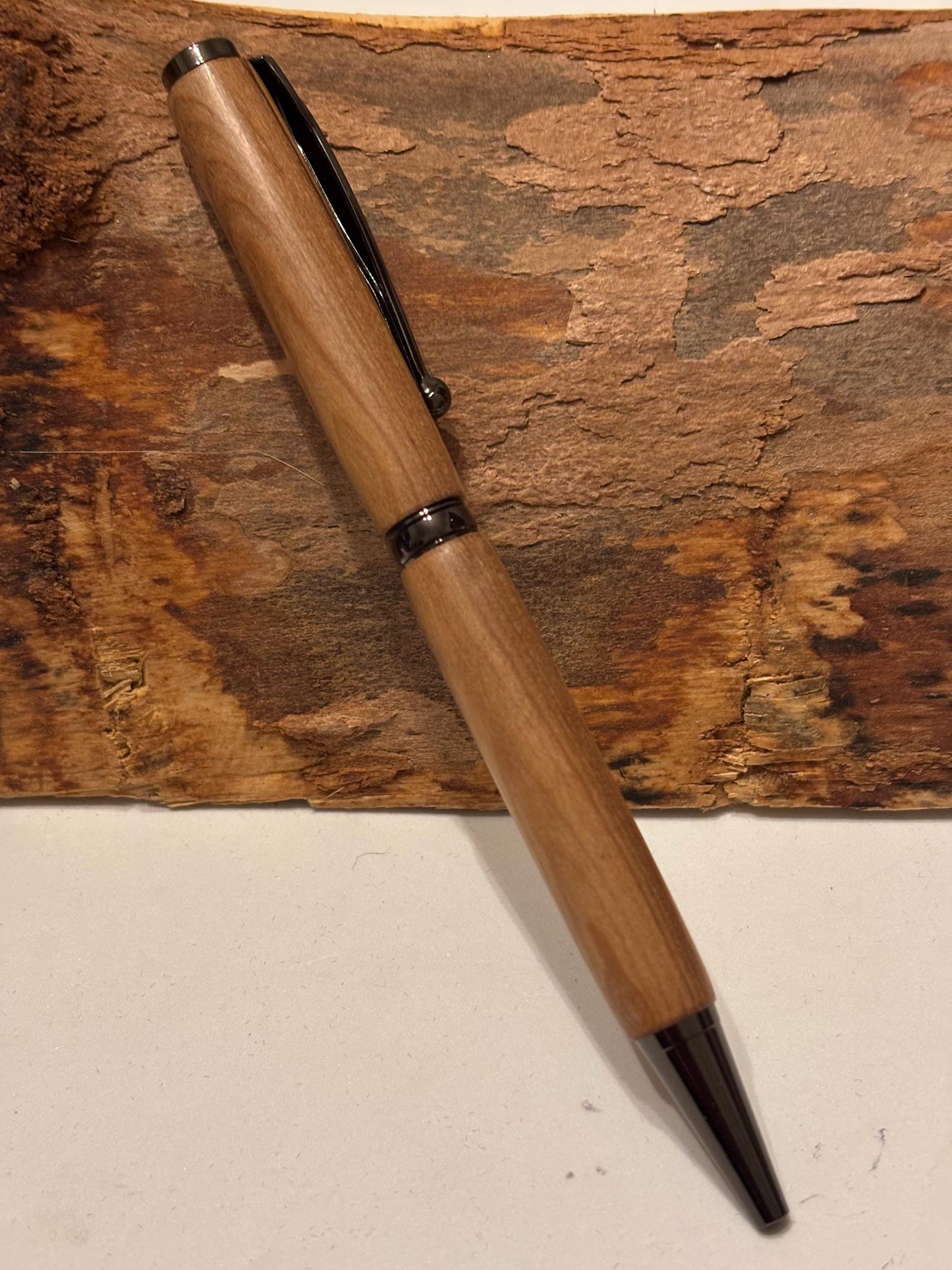 Holy Land Ballpoint Pen - Bethlehem Olive Wood - Gunmetal Fittings, Christmas Gift