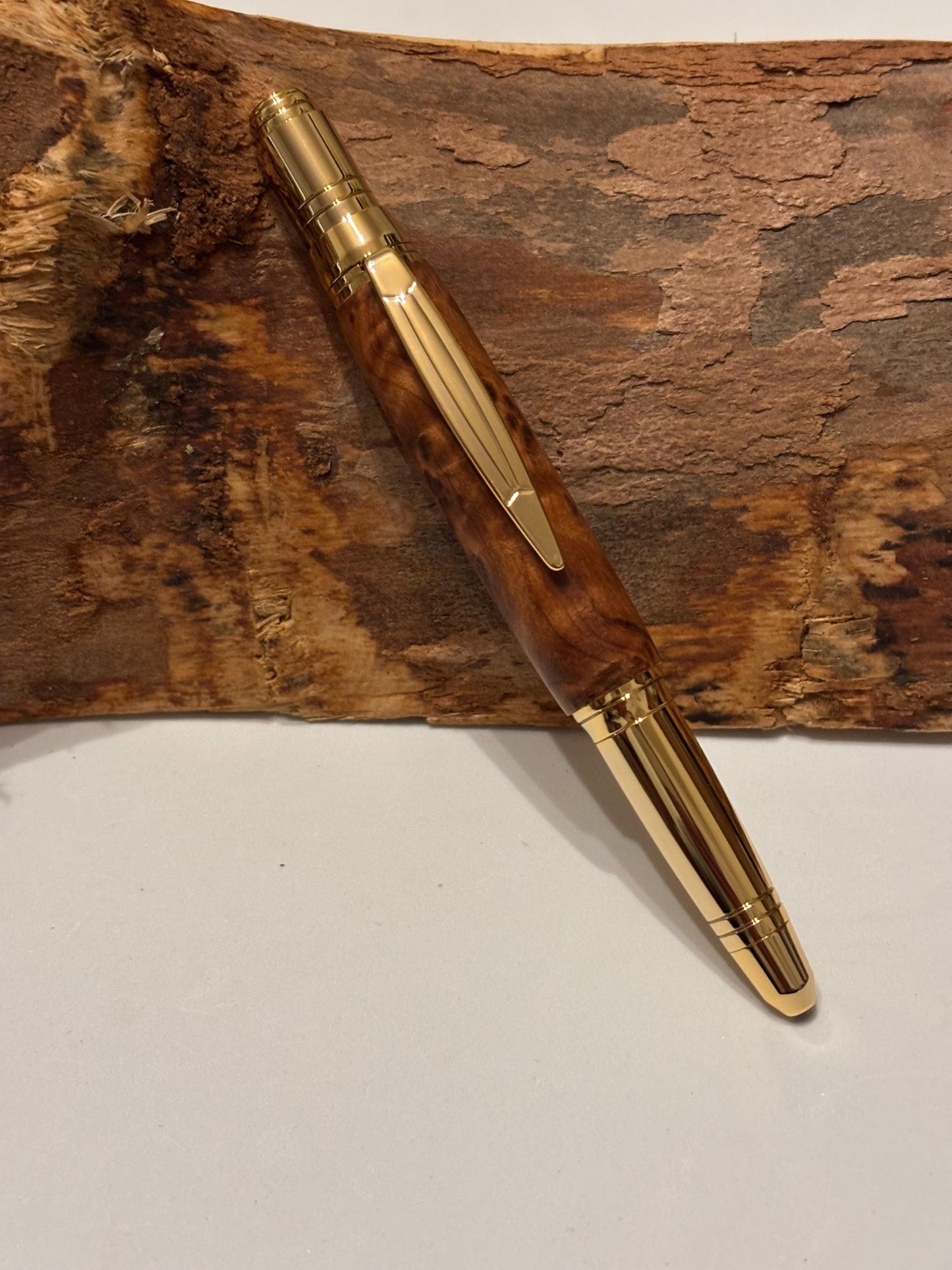 Handmade Premium Quality Ballpoint Hand Turned From Thuya Burr - Unique Patterned Pen - Unusual Gift - Collectors Item
