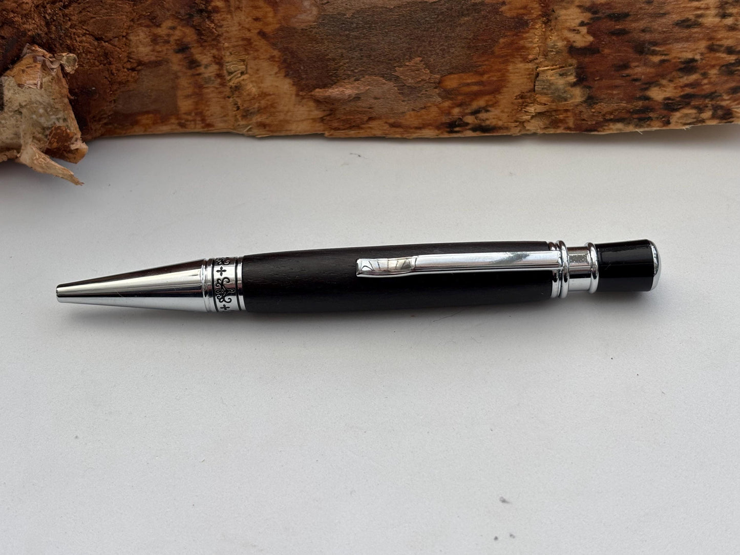 Ancient Bog Oak Pen  | Elegant Twist Ballpoint | Unusual Styling