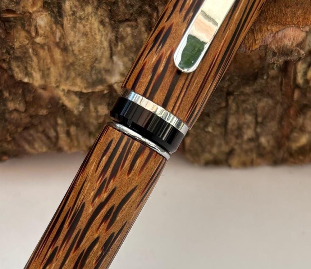 Hand made Ballpoint Pen in Coconut Wood - Unique Patterned Pen - Unusual Gift