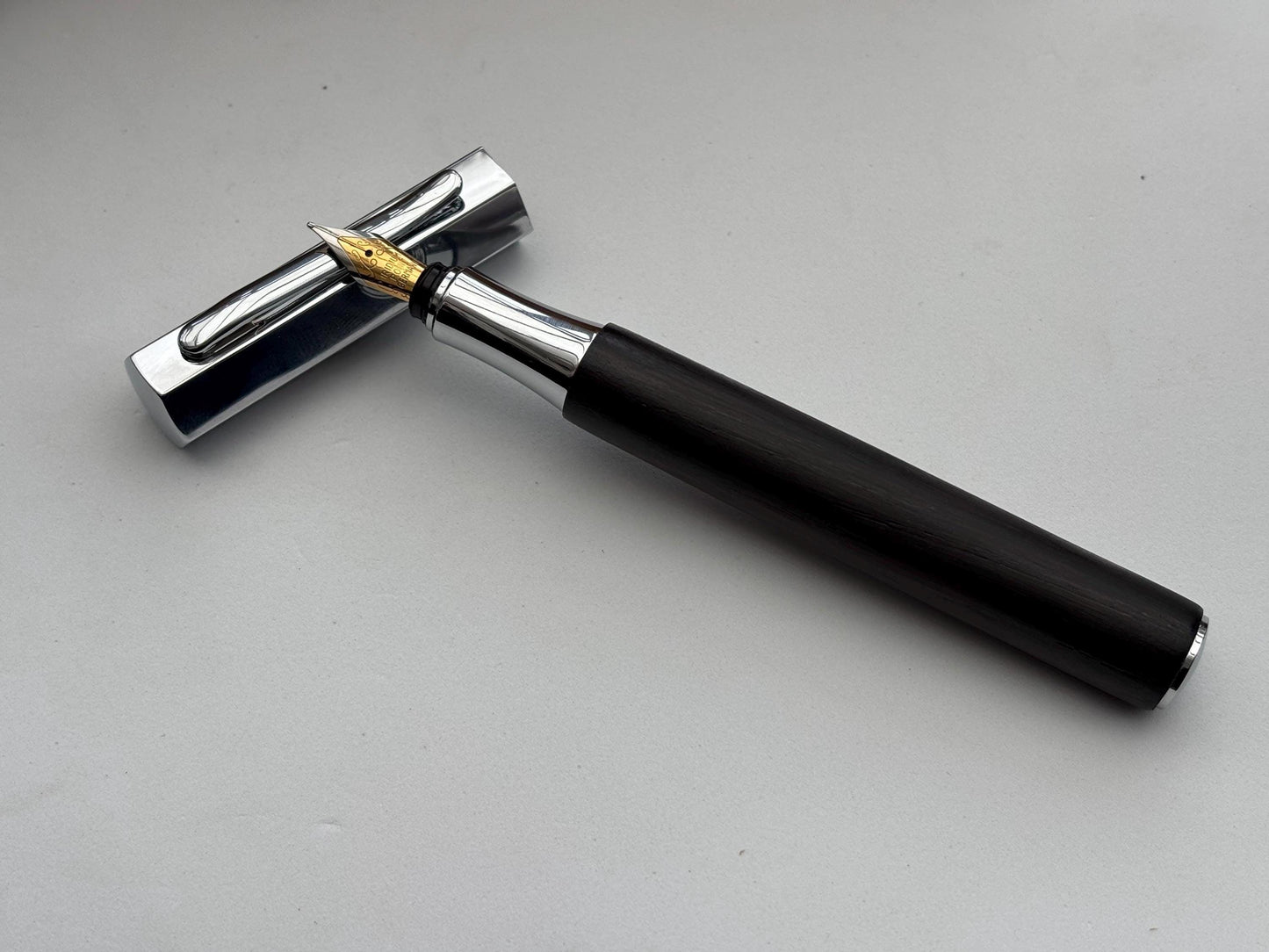 Handmade Fountain Pen in Ancient Bog Oak Wood - Unique Hexagon Pen - Collectors Item