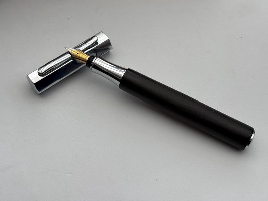 Handmade Fountain Pen in Ancient Bog Oak Wood - Unique Hexagon Pen - Collectors Item