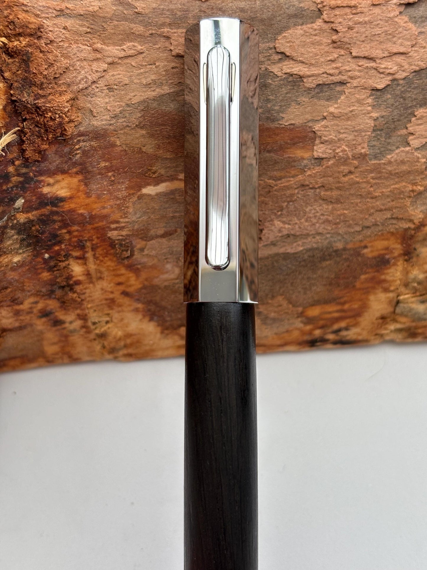 Handmade Fountain Pen in Ancient Bog Oak Wood - Unique Hexagon Pen - Collectors Item