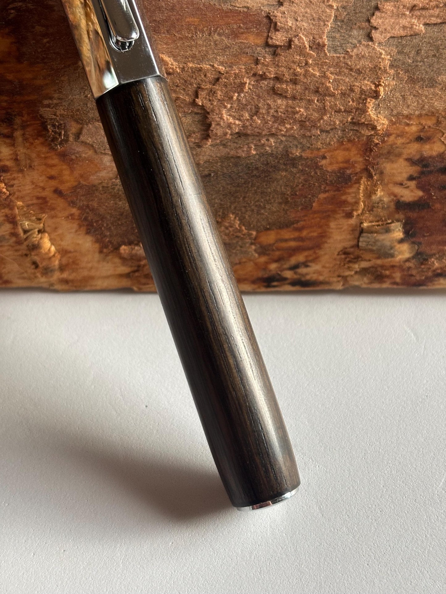 Handmade Fountain Pen in Ancient Bog Oak Wood - Unique Hexagon Pen - Collectors Item