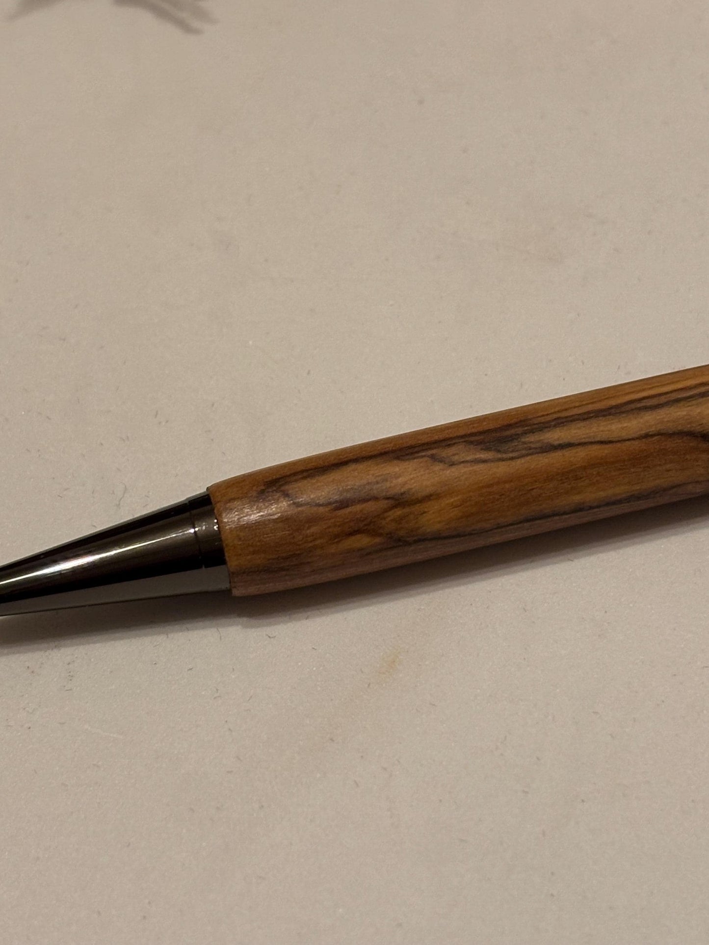 Holy Land Ballpoint Pen - Bethlehem Olive Wood - Gunmetal Fittings, Christmas Gift