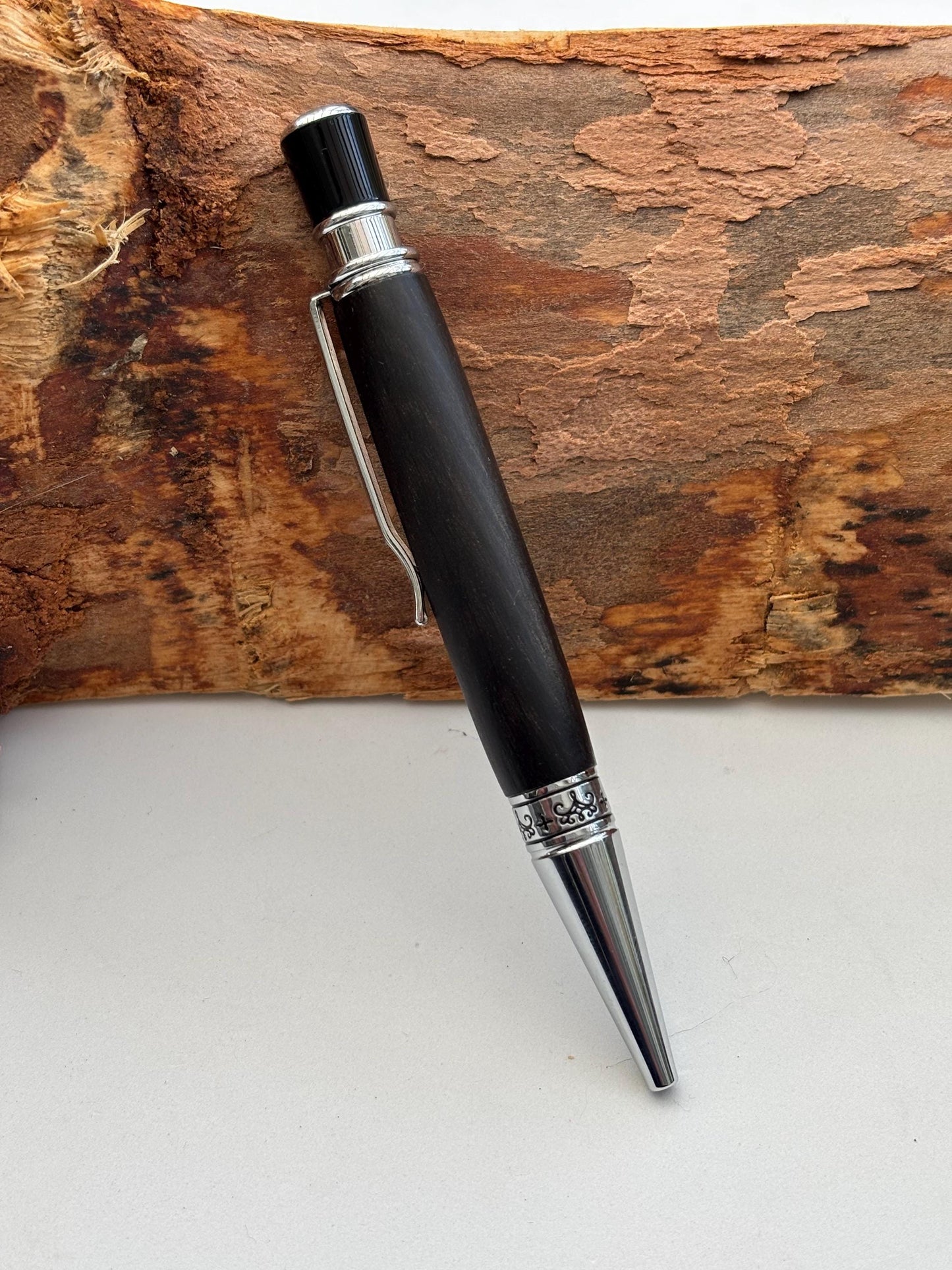 Ancient Bog Oak Pen  | Elegant Twist Ballpoint | Unusual Styling