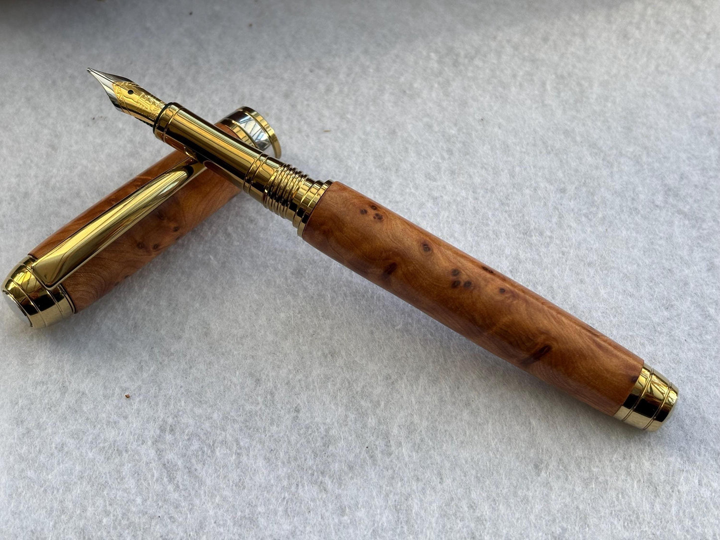 Executive Fountain Pen - Hand Crafted From Exotic Thuya Burr Wood - Unique Patterned Pen - Collectors Item