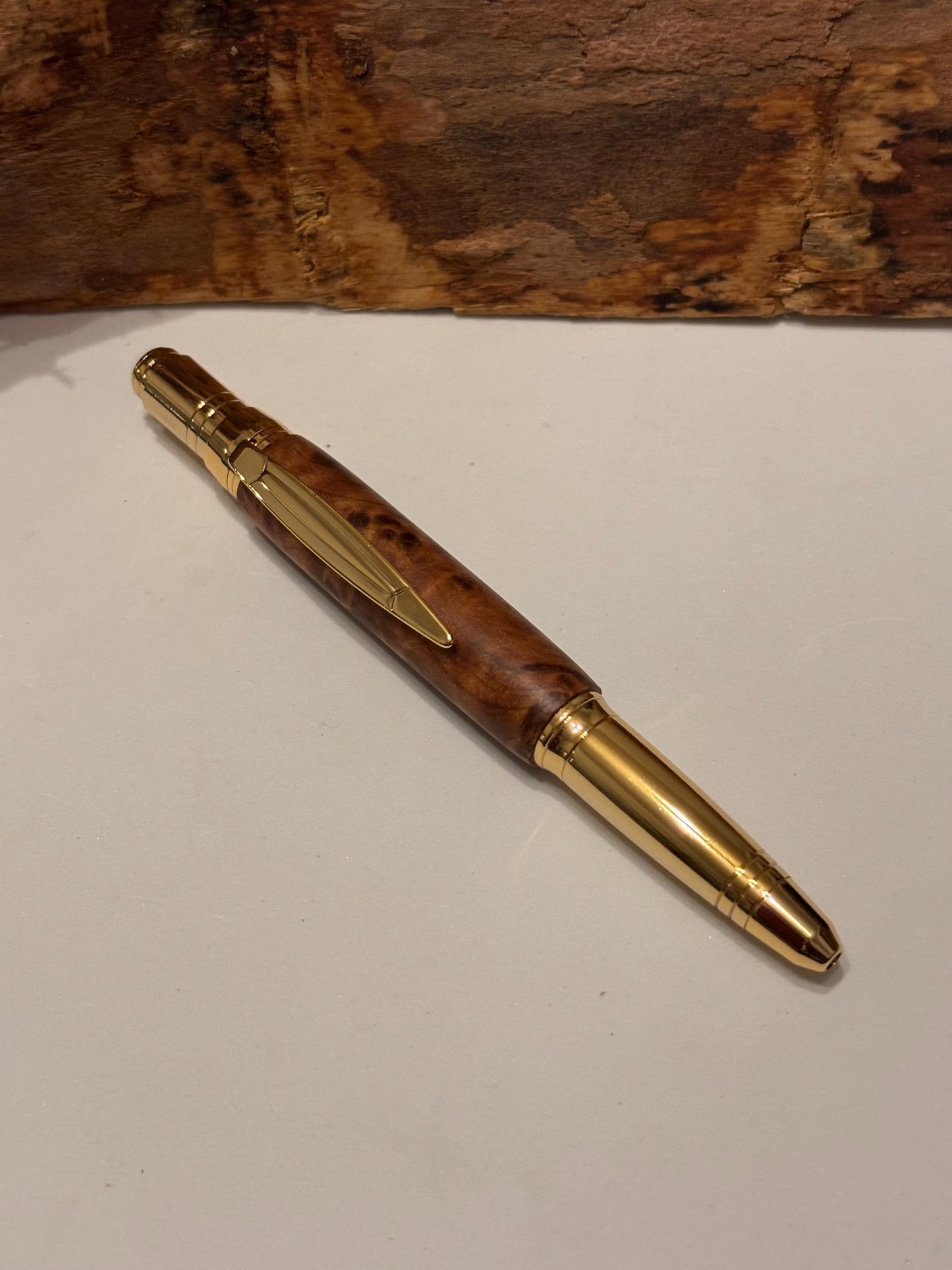 Handmade Premium Quality Ballpoint Hand Turned From Thuya Burr - Unique Patterned Pen - Unusual Gift - Collectors Item