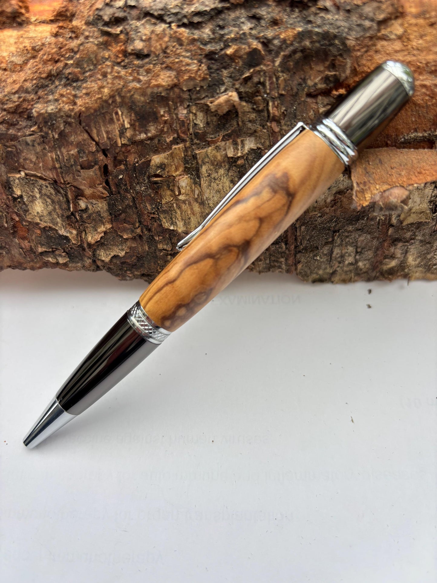 Holy Land Ballpoint Pen - Hand Turned from  Certified Bethlehem Olive Wood