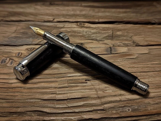 Handmade Fountain Pen in Ancient Bog Oak Wood - Unique Patterned Pen - Unusual Gift 3500-Years Old Wood - Collectors Item