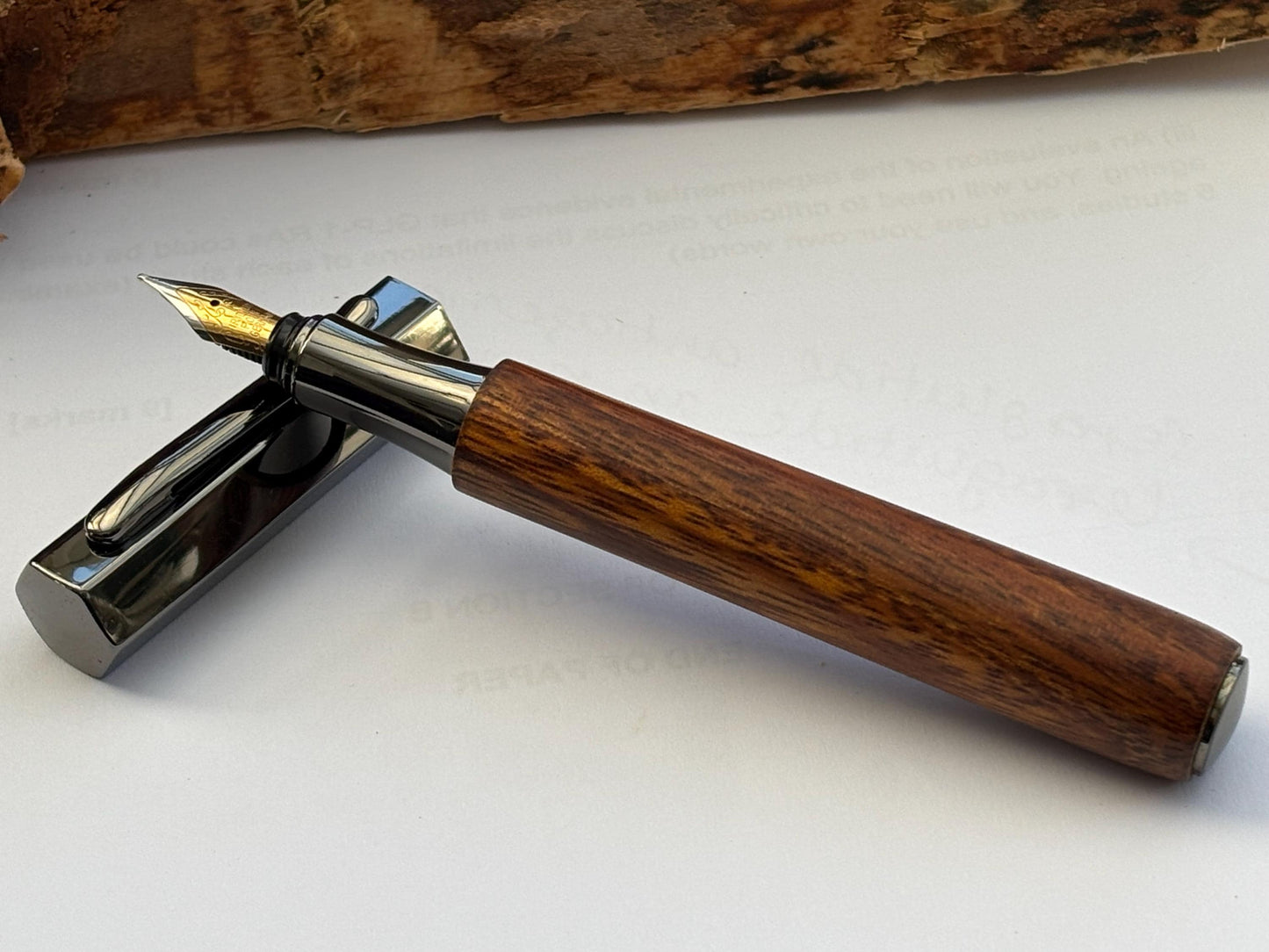 Rare Hexa Style Rollerball Pen - Hand Turned From Okan Exotic Hardwood - Modern Contemporary Design I Gunmetal Fittings