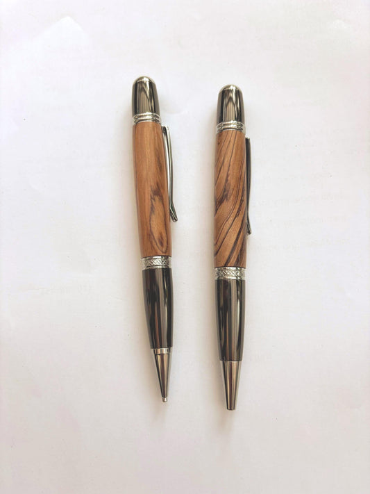 Holy Land Olive Wood Pen and Pencil Set - Hand Made With Certificate for Genuine Bethlehem Olive Wood.