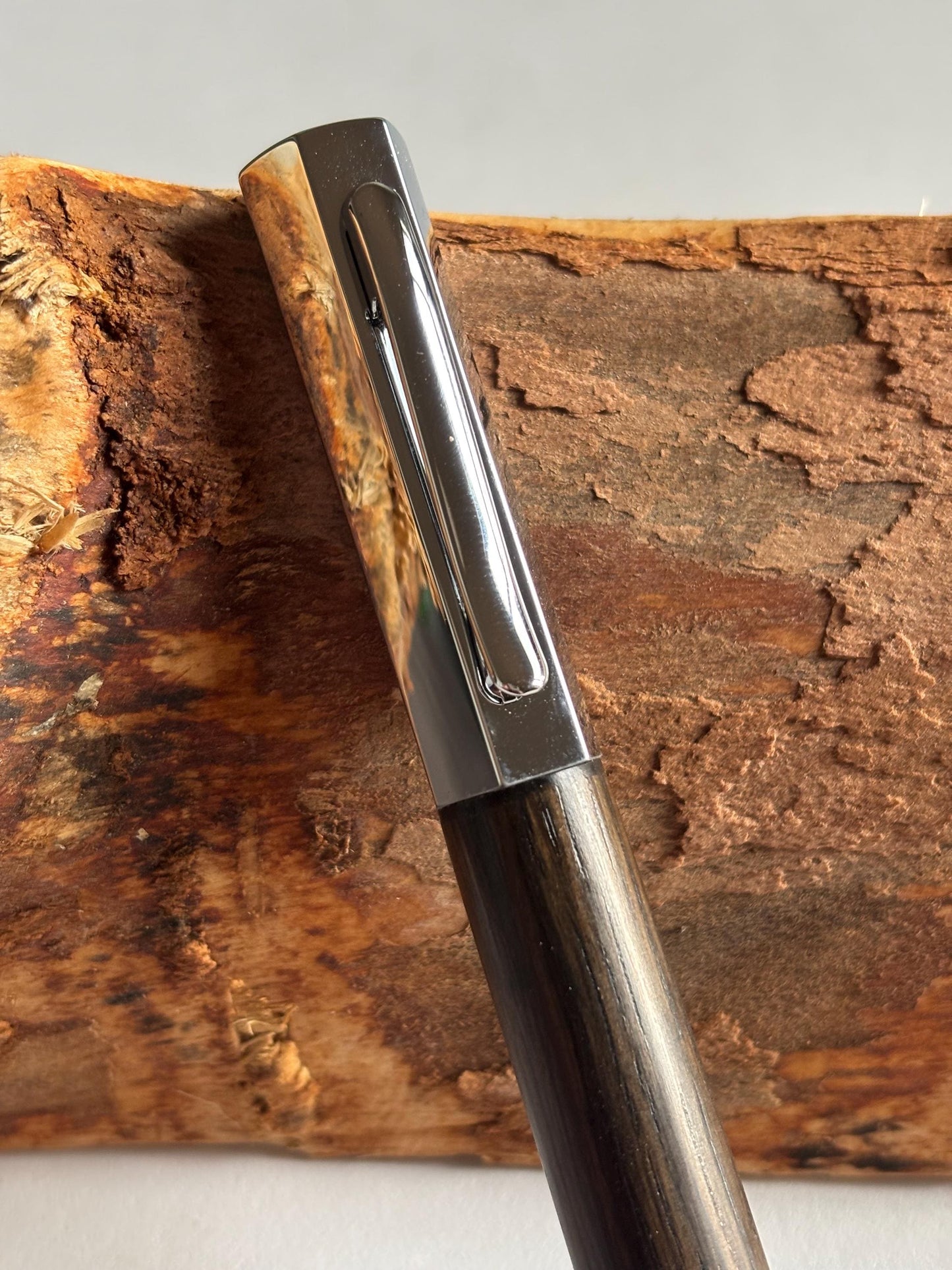 Handmade Fountain Pen in Ancient Bog Oak Wood - Unique Hexagon Pen - Collectors Item