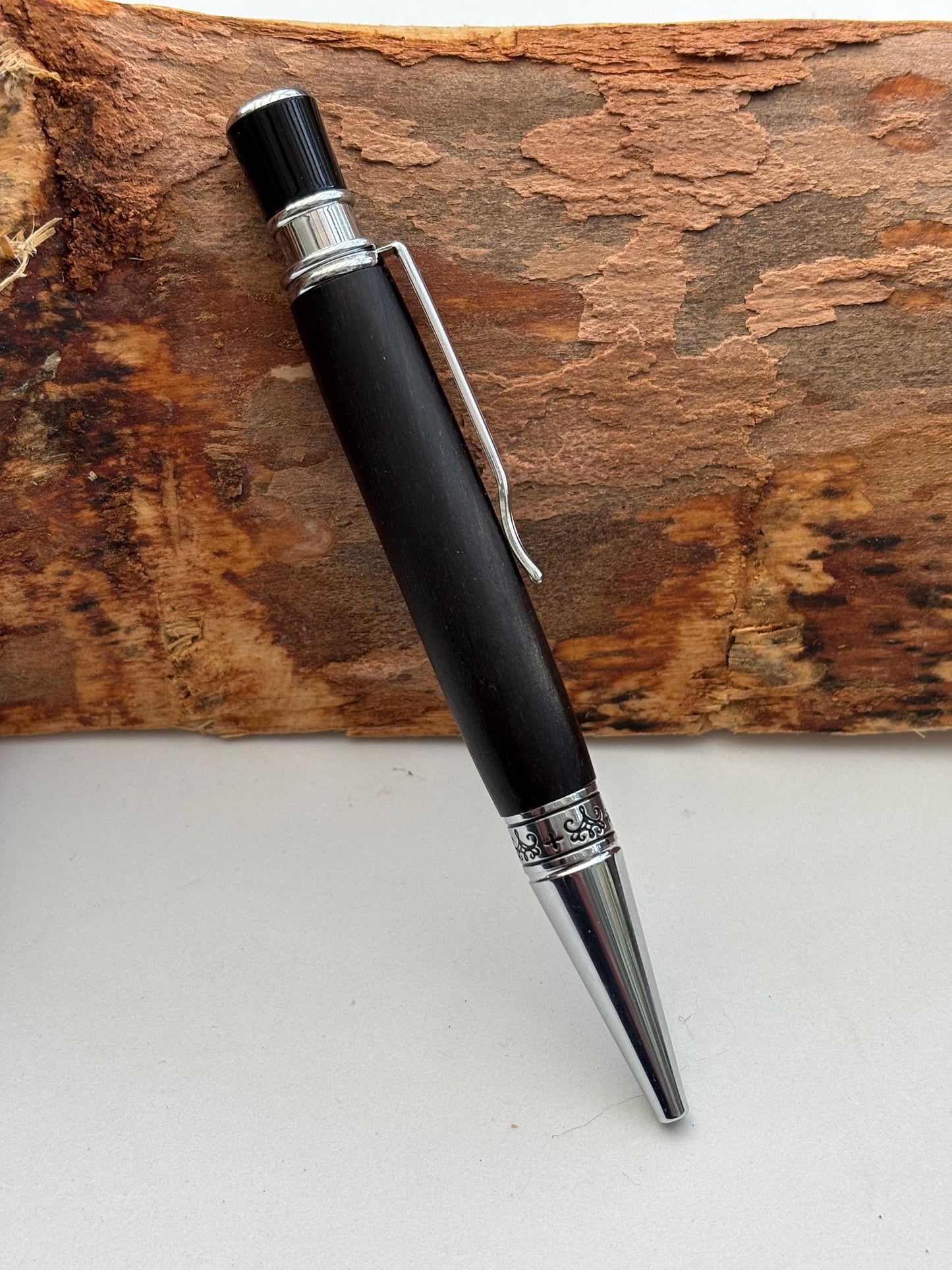 Ancient Bog Oak Pen  | Elegant Twist Ballpoint | Unusual Styling