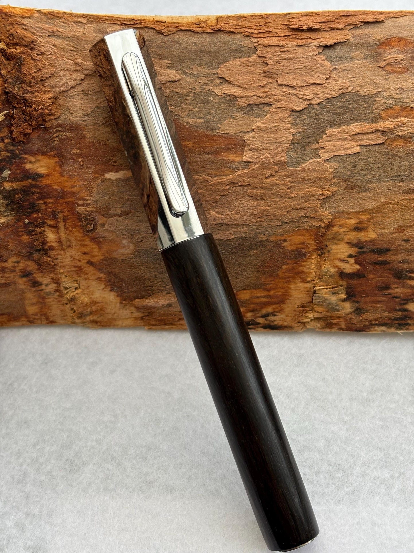 Handmade Rollerball Pen in Ancient Bog Oak Wood - Hexagon Pen - Collectors Item